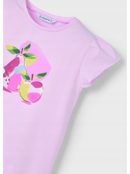 MAYORAL KOSZULKA T-SHIRT BLUZKA NA KRÓTKI RĘKAW DLA DZIEWCZYNKI RÓŻ 3015/40