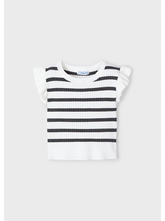 MAYORAL KOSZULKA T-SHIRT BLUZKA NA KRÓTKI RĘKAW DLA DZIEWCZYNKI PASKI PRĄŻEK 3024/56