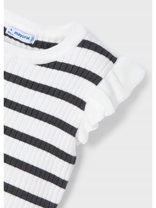 MAYORAL KOSZULKA T-SHIRT BLUZKA NA KRÓTKI RĘKAW DLA DZIEWCZYNKI PASKI PRĄŻEK 3024/56