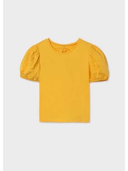 MAYORAL KOSZULKA T-SHIRT BLUZKA NA KRÓTKI RĘKAW DLA DZIEWCZYNKI Z WYCIĘCIEM NA PLECACH POMARAŃCZ 6014/95