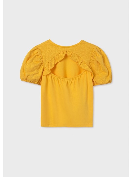 MAYORAL KOSZULKA T-SHIRT BLUZKA NA KRÓTKI RĘKAW DLA DZIEWCZYNKI Z WYCIĘCIEM NA PLECACH POMARAŃCZ 6014/95