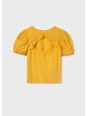 MAYORAL KOSZULKA T-SHIRT BLUZKA NA KRÓTKI RĘKAW DLA DZIEWCZYNKI Z WYCIĘCIEM NA PLECACH POMARAŃCZ 6014/95