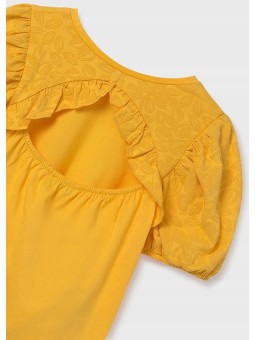 MAYORAL KOSZULKA T-SHIRT BLUZKA NA KRÓTKI RĘKAW DLA DZIEWCZYNKI Z WYCIĘCIEM NA PLECACH POMARAŃCZ 6014/95