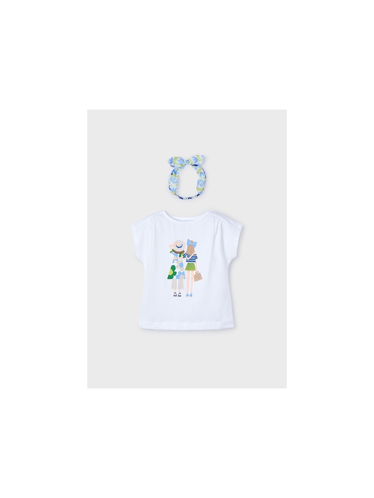 MAYORAL KOSZULKA T-SHIRT BLUZKA NA KRÓTKI RĘKAW DLA DZIEWCZYNKI Z OPASKA 3009/13