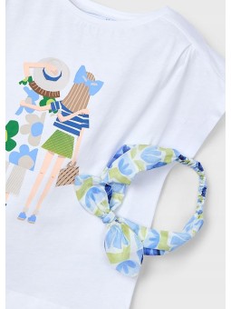 MAYORAL KOSZULKA T-SHIRT BLUZKA NA KRÓTKI RĘKAW DLA DZIEWCZYNKI Z OPASKA 3009/13