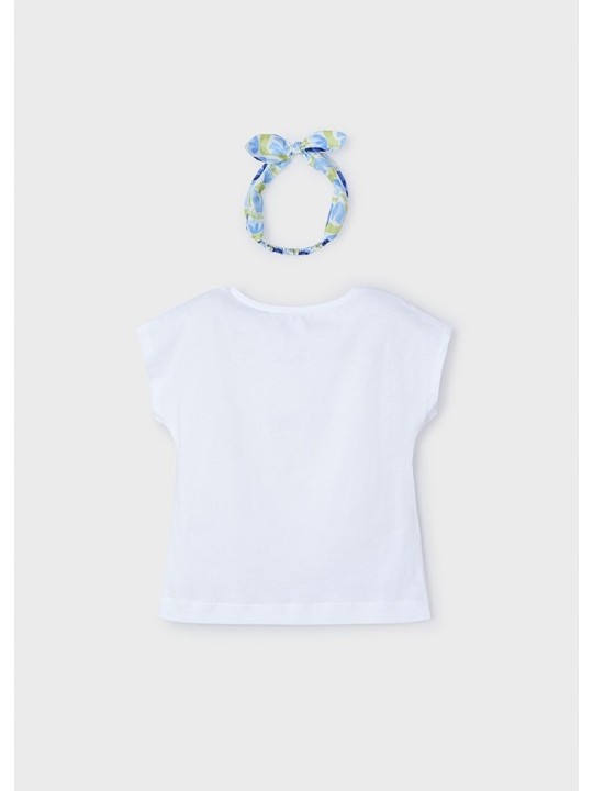 MAYORAL KOSZULKA T-SHIRT BLUZKA NA KRÓTKI RĘKAW DLA DZIEWCZYNKI Z OPASKA 3009/13