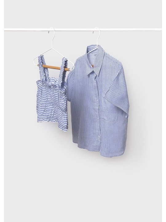 MAYORAL KOSZULA Z KRÓTKIM RĘKAWEM  PLUS TOP W PASECZKI 6145/23