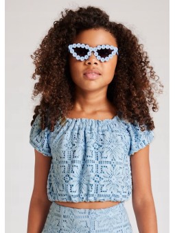 MAYORAL BUZKA TOP NA KRÓTKI RĘKAW DLA DZIEWCZYNKI BŁĘKIT KORONKA 6107