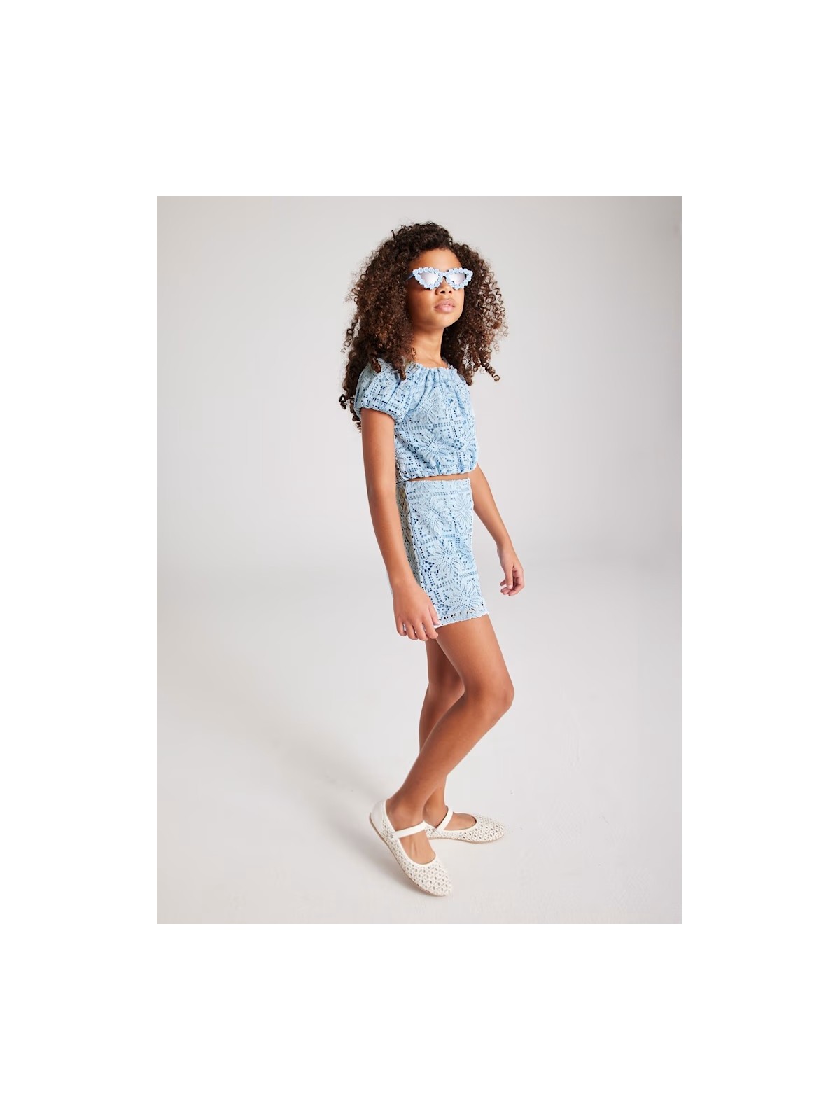 MAYORAL BUZKA TOP NA KRÓTKI RĘKAW DLA DZIEWCZYNKI BŁĘKIT KORONKA 6107