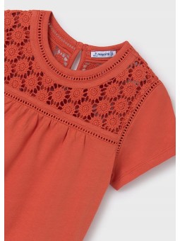 MAYORAL KOSZULKA T-SHIRT BLUZKA NA KRÓTKI RĘKAW DLA DZIEWCZYNKI POMARAŃCZ 6005/81