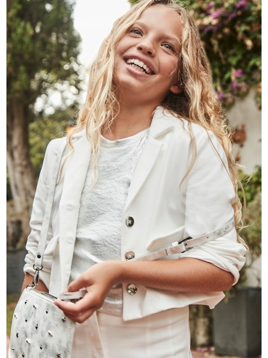 MAYORAL KOSZULKA T-SHIRT BLUZKA NA KRÓTKI RĘKAW DLA DZIEWCZYNKI SREBRNA 6027/82