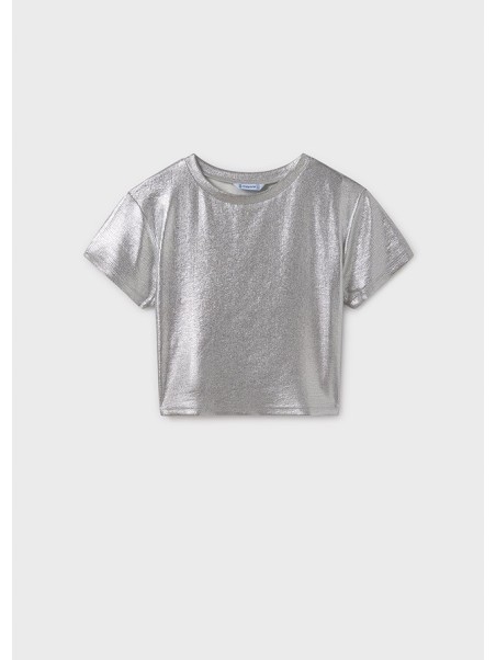 MAYORAL KOSZULKA T-SHIRT BLUZKA NA KRÓTKI RĘKAW DLA DZIEWCZYNKI SREBRNA 6027/82