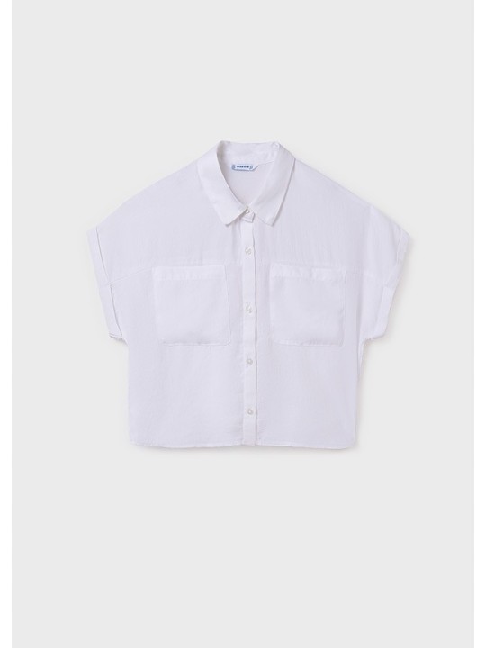 MAYORAL KOSZULA Z KRÓTKIM RĘKAWEM  DLA DZIEWCZYNKI KREM 6147/27