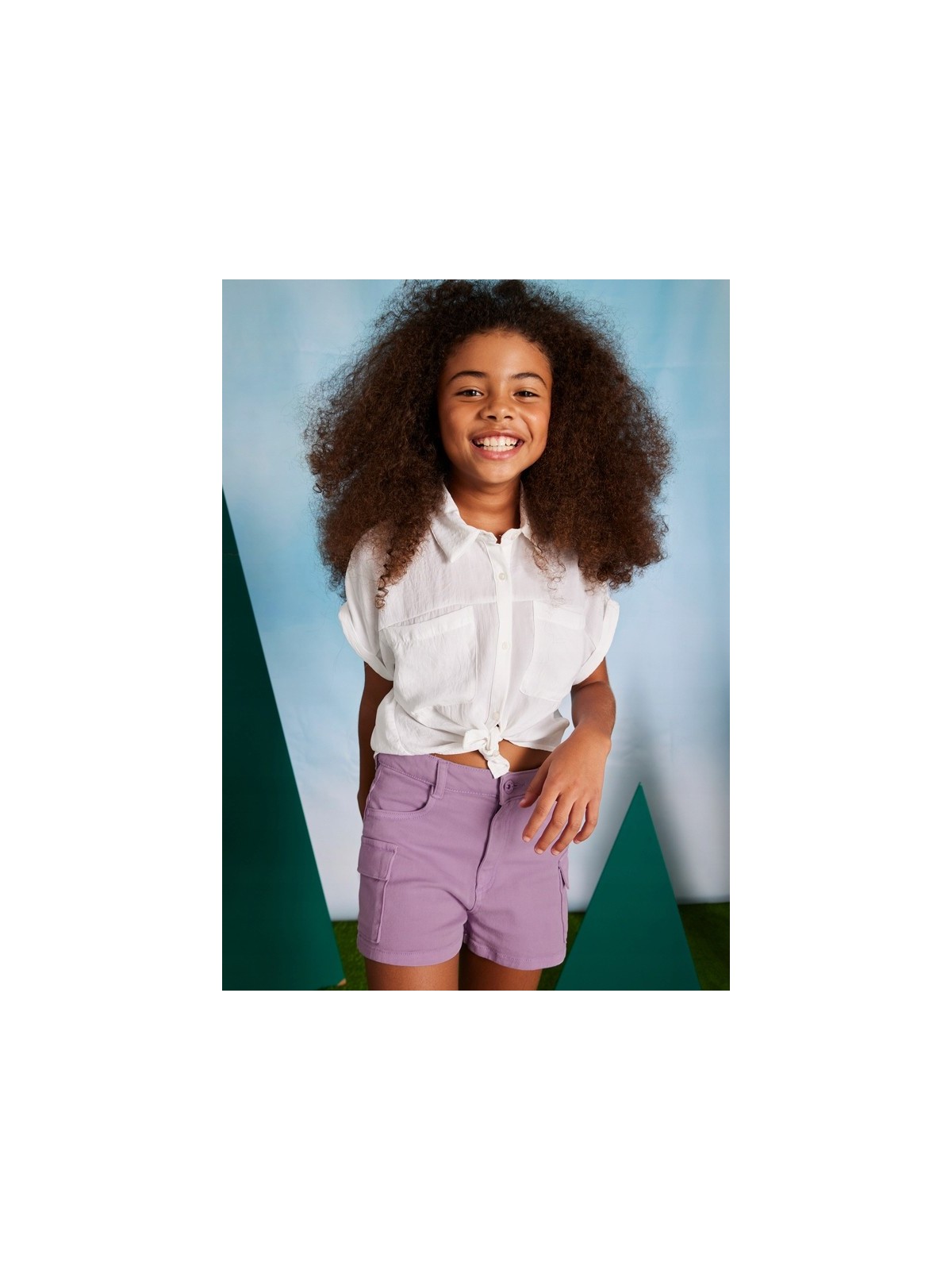 MAYORAL KOSZULA Z KRÓTKIM RĘKAWEM  DLA DZIEWCZYNKI KREM 6147/27