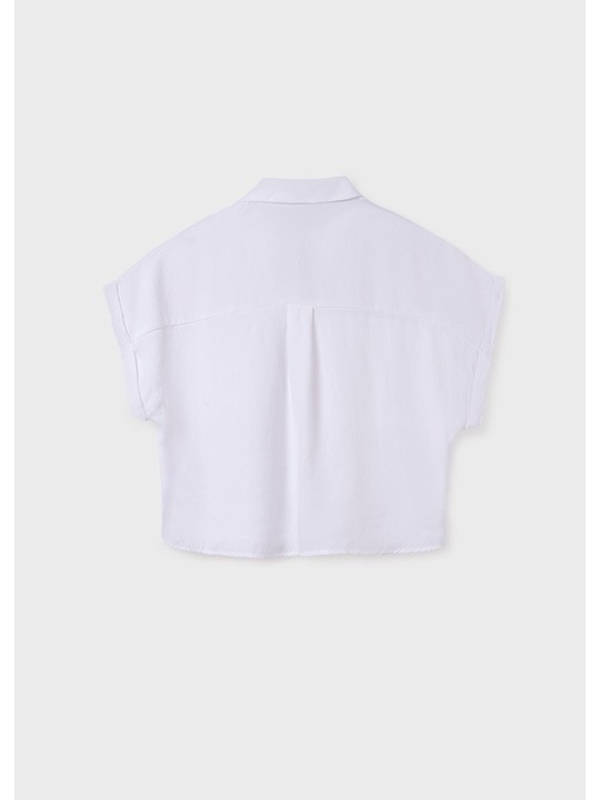 MAYORAL KOSZULA Z KRÓTKIM RĘKAWEM  DLA DZIEWCZYNKI KREM 6147/27