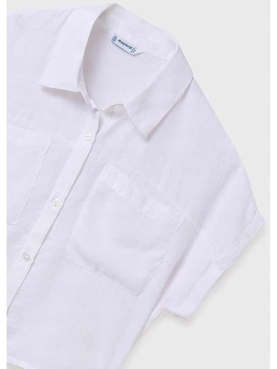 MAYORAL KOSZULA Z KRÓTKIM RĘKAWEM  DLA DZIEWCZYNKI KREM 6147/27