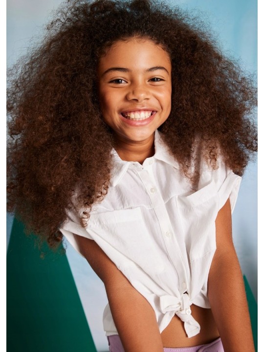 MAYORAL KOSZULA Z KRÓTKIM RĘKAWEM  DLA DZIEWCZYNKI KREM 6147/27