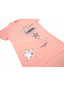 BLUZKA TUNIKA KOSZULKA NA KRÓTKI RĘKAW DLA DZIEWCZNKI KRYSZTAŁKI B176