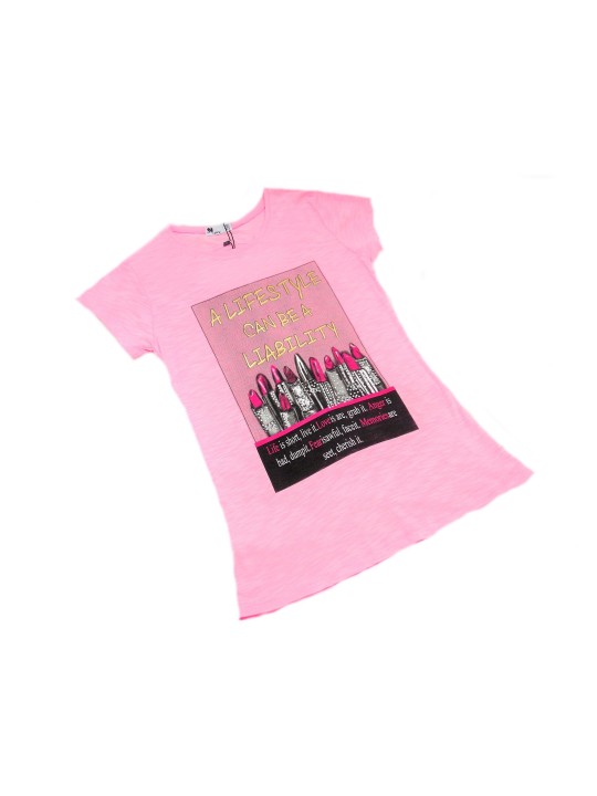 BLUZKA TUNIKA KOSZULKA NA KRÓTKI RĘKAW DLA DZIEWCZNKI KRYSZTAŁKI LORINDA