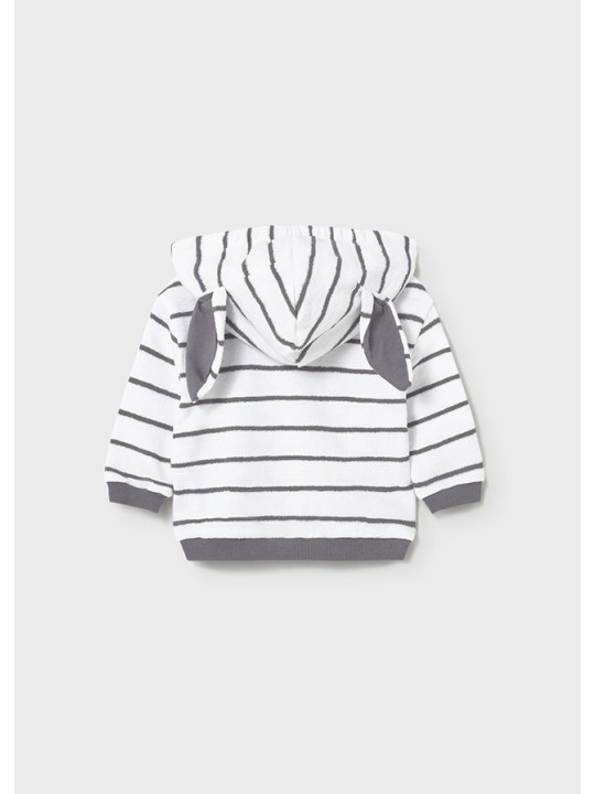 MAYORAL NEWBORN KOMPLET BLUZA ROZPINANA  Z USZAMI KOSZULKA BIAŁA SPODNIE SZARA 1892/93