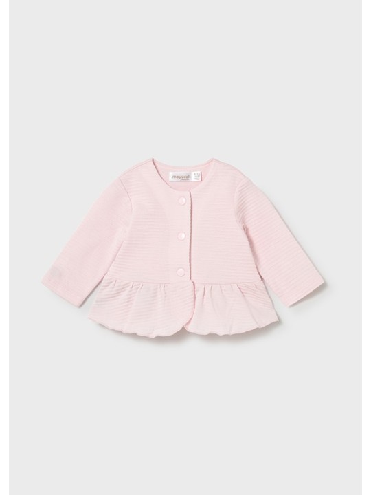 MAYORAL NEWBORN KOMPLET DLA DZIEWCZYNKI BLUZA ROZPINANA BIAŁA KOSZULKA LEGINSY RÓŻOWE 1732/14