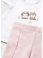 MAYORAL NEWBORN KOMPLET DLA DZIEWCZYNKI BLUZA ROZPINANA BIAŁA KOSZULKA LEGINSY RÓŻOWE 1732/14