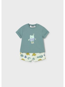 MAYORAL NEWBORN KOMPLET LETNI DLA CHŁOPCA KOSZULKA PLUS SPODENKI 1277/43