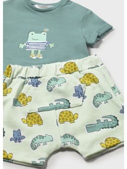 MAYORAL NEWBORN KOMPLET LETNI DLA CHŁOPCA KOSZULKA PLUS SPODENKI 1277/43