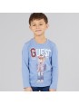 GUESS BLUZKA KOSZULKA DLA CHŁOPCA NA DŁUGI RĘKAW  Z MISIEM BŁĘKIT N5YI23K8HM4-A73S