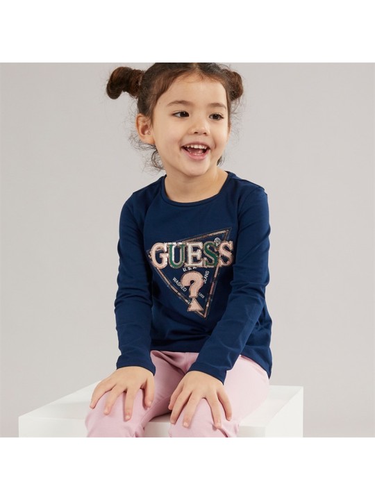 GUESS BLUZKA KOSZULKA DLA DZIEWCZYNKI  Z CEKINOWYM LOGO GRANAT K5YI10K6YW4-G7HR