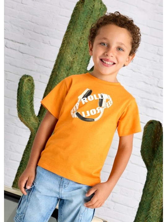 MAYORAL T-SHIRT BLUZKA KOSZULKA NA KRÓTKI RĘKAW DLA CHŁOPCA POMARAŃCZ 3040/64