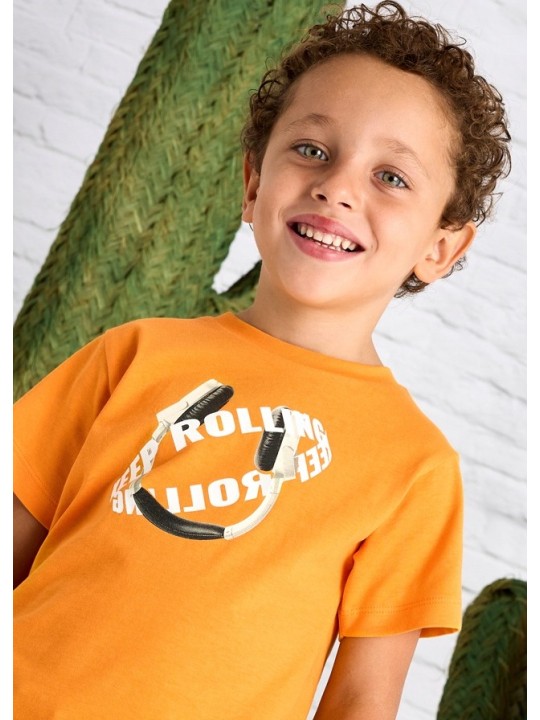 MAYORAL T-SHIRT BLUZKA KOSZULKA NA KRÓTKI RĘKAW DLA CHŁOPCA POMARAŃCZ 3040/64