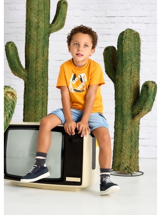 MAYORAL T-SHIRT BLUZKA KOSZULKA NA KRÓTKI RĘKAW DLA CHŁOPCA POMARAŃCZ 3040/64