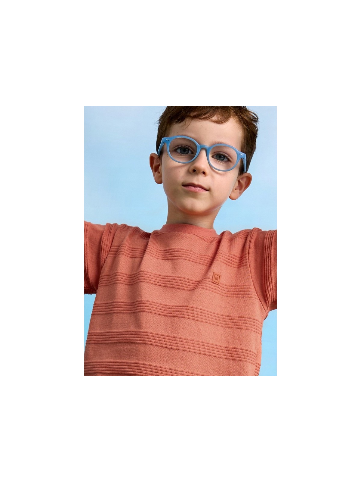 MAYORAL T-SHIRT BLUZKA KOSZULKA NA KRÓTKI RĘKAW DLA CHŁOPCA POMARAŃCZ  DZIANINA 3028/87