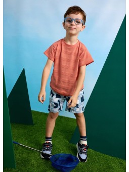 MAYORAL T-SHIRT BLUZKA KOSZULKA NA KRÓTKI RĘKAW DLA CHŁOPCA POMARAŃCZ  DZIANINA 3028/87