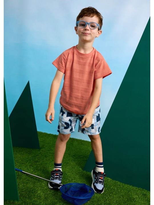 MAYORAL T-SHIRT BLUZKA KOSZULKA NA KRÓTKI RĘKAW DLA CHŁOPCA POMARAŃCZ  DZIANINA 3028/87