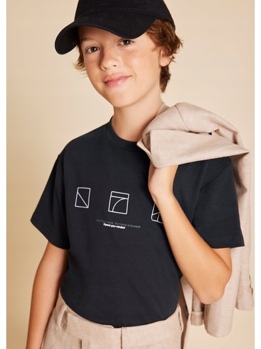 MAYORAL NUKUTAVAKE  KOSZULKA BLUZKA NA KRÓTKI RĘKAW DLA CHŁOPCA CZARNA 6003/92