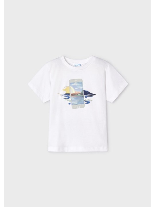 MAYORAL T-SHIRT KOSZULKA BLUZKA NA KRÓTKI RĘKAW DLA CHŁOPCA BIAŁA 3003/42
