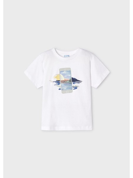 MAYORAL T-SHIRT KOSZULKA BLUZKA NA KRÓTKI RĘKAW DLA CHŁOPCA BIAŁA 3003/42