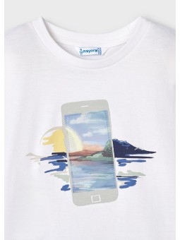 MAYORAL T-SHIRT KOSZULKA BLUZKA NA KRÓTKI RĘKAW DLA CHŁOPCA BIAŁA 3003/42