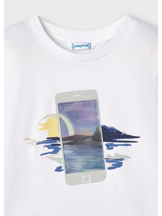 MAYORAL T-SHIRT KOSZULKA BLUZKA NA KRÓTKI RĘKAW DLA CHŁOPCA BIAŁA 3003/42