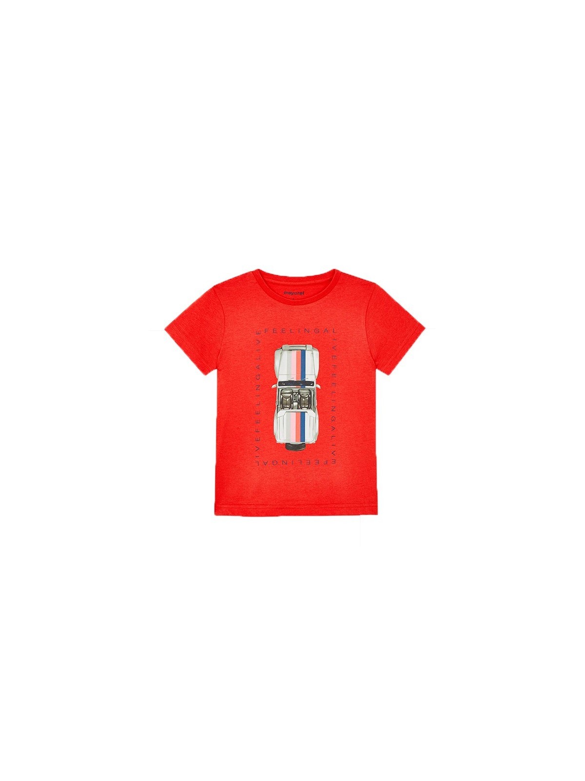 MAYORAL T-SHIRT BLUZKA KOSZULKA NA KRÓTKI RĘKAW DLA CHŁOPCA CZERWONA AUTO 3039/41