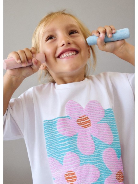 MAYORAL BLUZKA T-SHIRT KOSZULKA NA KRÓTKI RĘKAW DLA DZIEWCZYNKI BIAŁA 3016/25