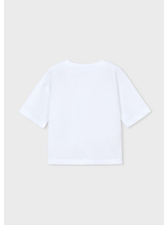 MAYORAL BLUZKA T-SHIRT KOSZULKA NA KRÓTKI RĘKAW DLA DZIEWCZYNKI BIAŁA 3016/25