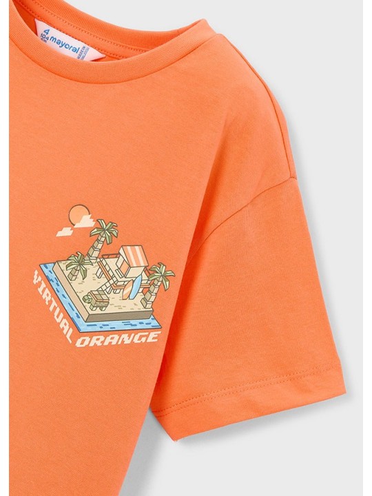 MAYORAL T-SHIRT KOSZULKA NA KRÓTKI RĘKAW DLA CHŁOPCA POMARAŃCZ 3078/71
