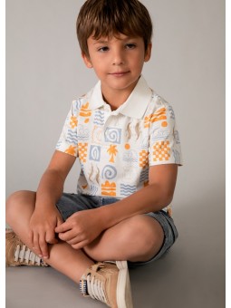 MAYORAL T-SHIRT  KOSZULKA POLO DLA CHŁOPCA NA KRÓTKI RĘKAW NADRUK  3104/87