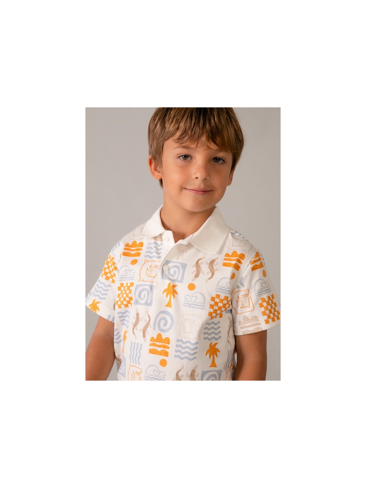 MAYORAL T-SHIRT  KOSZULKA POLO DLA CHŁOPCA NA KRÓTKI RĘKAW NADRUK  3104/87