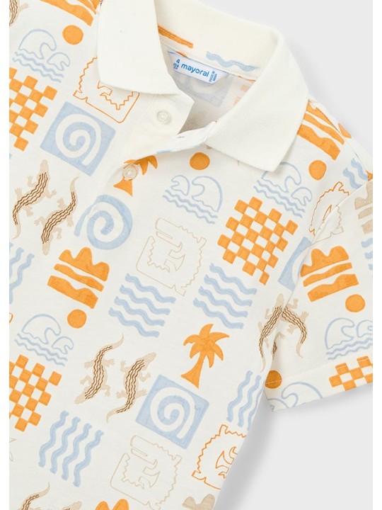 MAYORAL T-SHIRT  KOSZULKA POLO DLA CHŁOPCA NA KRÓTKI RĘKAW NADRUK  3104/87