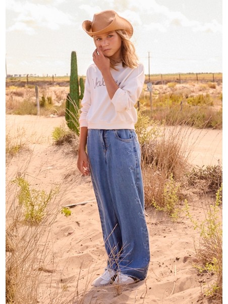 MAYORAL SPODNIE JEANSY DLA DZIEWCZYNKI NIEBIESKI GWIAZDKI  6557/58