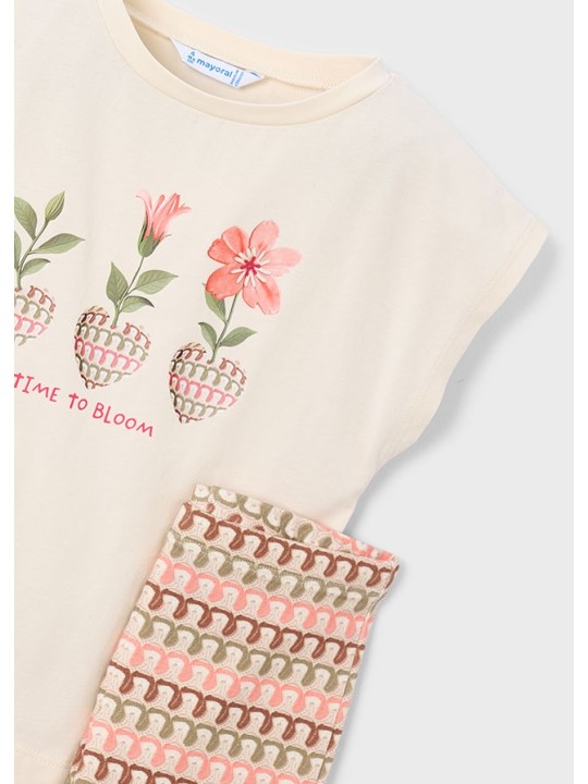 MAYORAL KOMPLET DLA DZIEWCZYNKI KOSZULKA LEGINSY DZWONY 3728/59